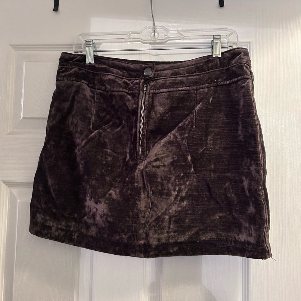 Free People Crushed Velvet Brown Mini Skirt Size 10